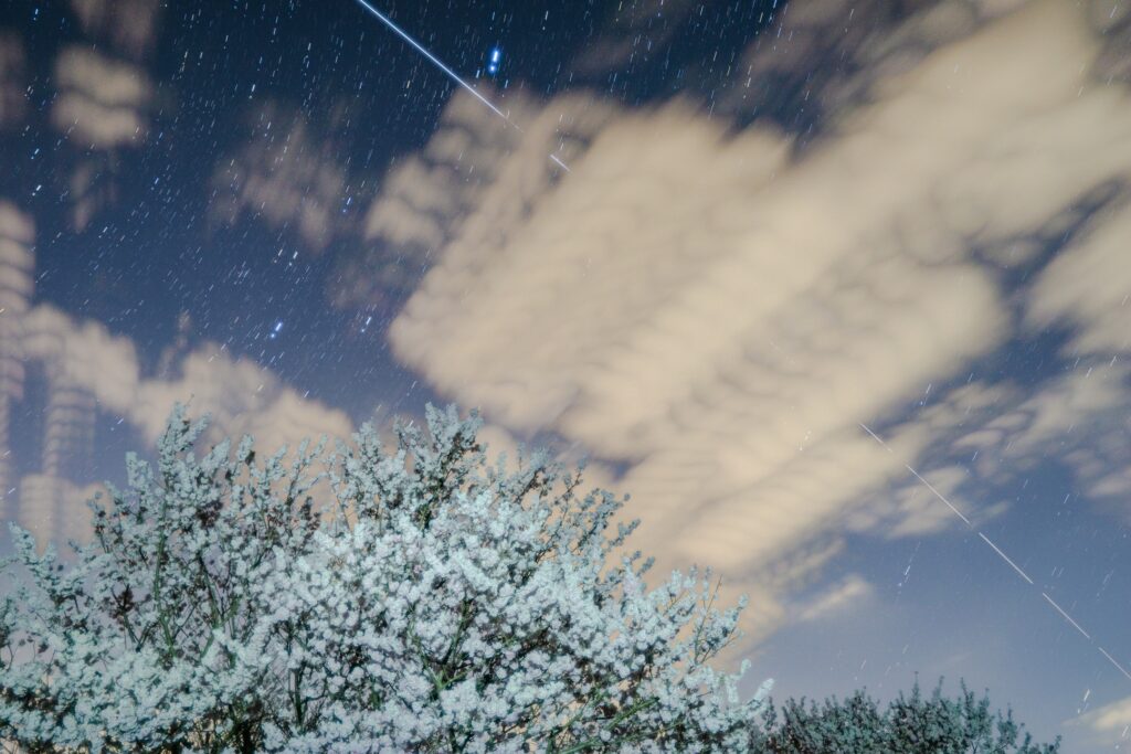 さくら、夏の大三角とISS